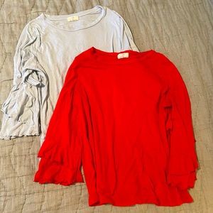 Anthropologie Ruffle Sleeved Shirts